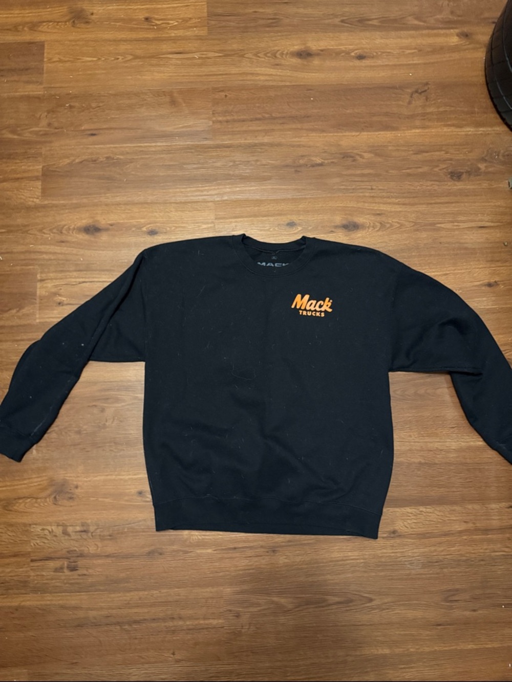 Mack Trucks Men's Black Crewneck Sweatshirt with Orange Logo
